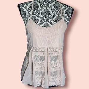 Hint of Mint Pale Peach Lace Tank